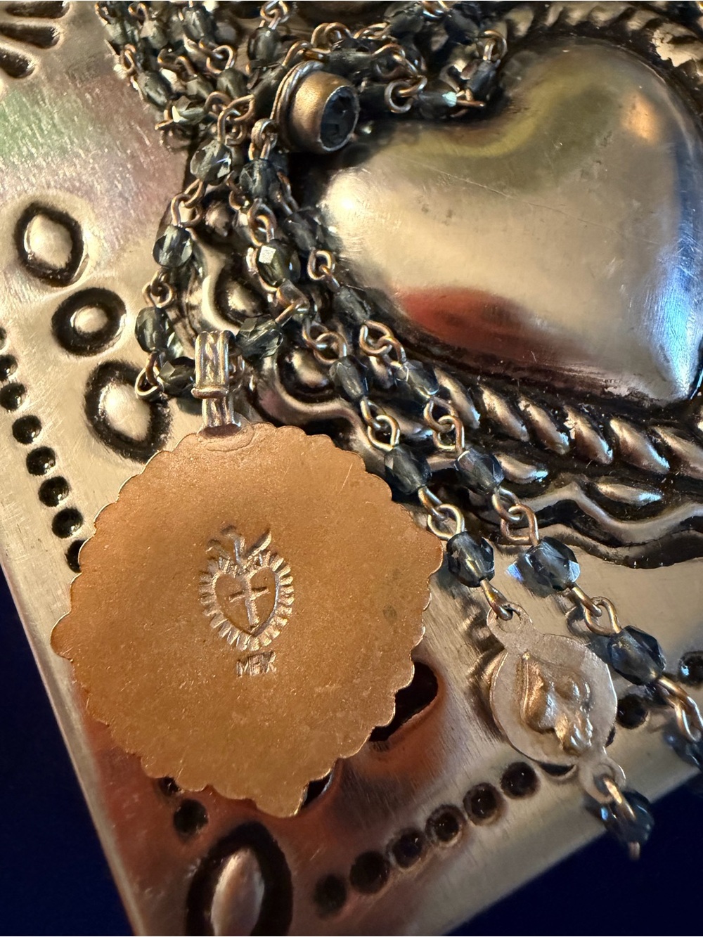 VSA Virgins Saints & Angels San Benito Necklace + Mexican Sacred Heart Tin Box - Picture 4 of 12